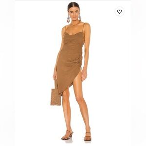 NEW NWT Amanda Uprichard Janet Midi High Low Brown Dress Boho